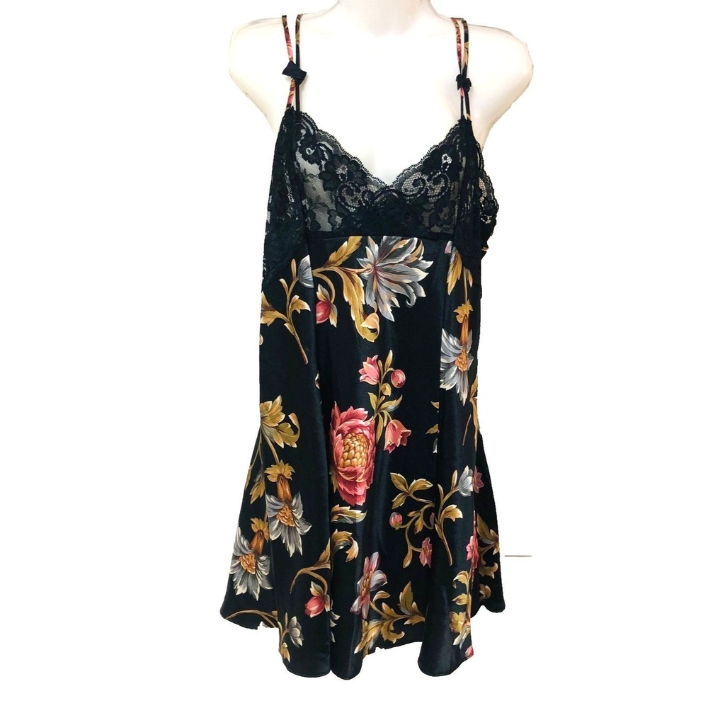 Y2K Womens Babydoll Slip Dress Robe Set M L‎ Lace Fairy Goth 2 PC Cinema Exoile